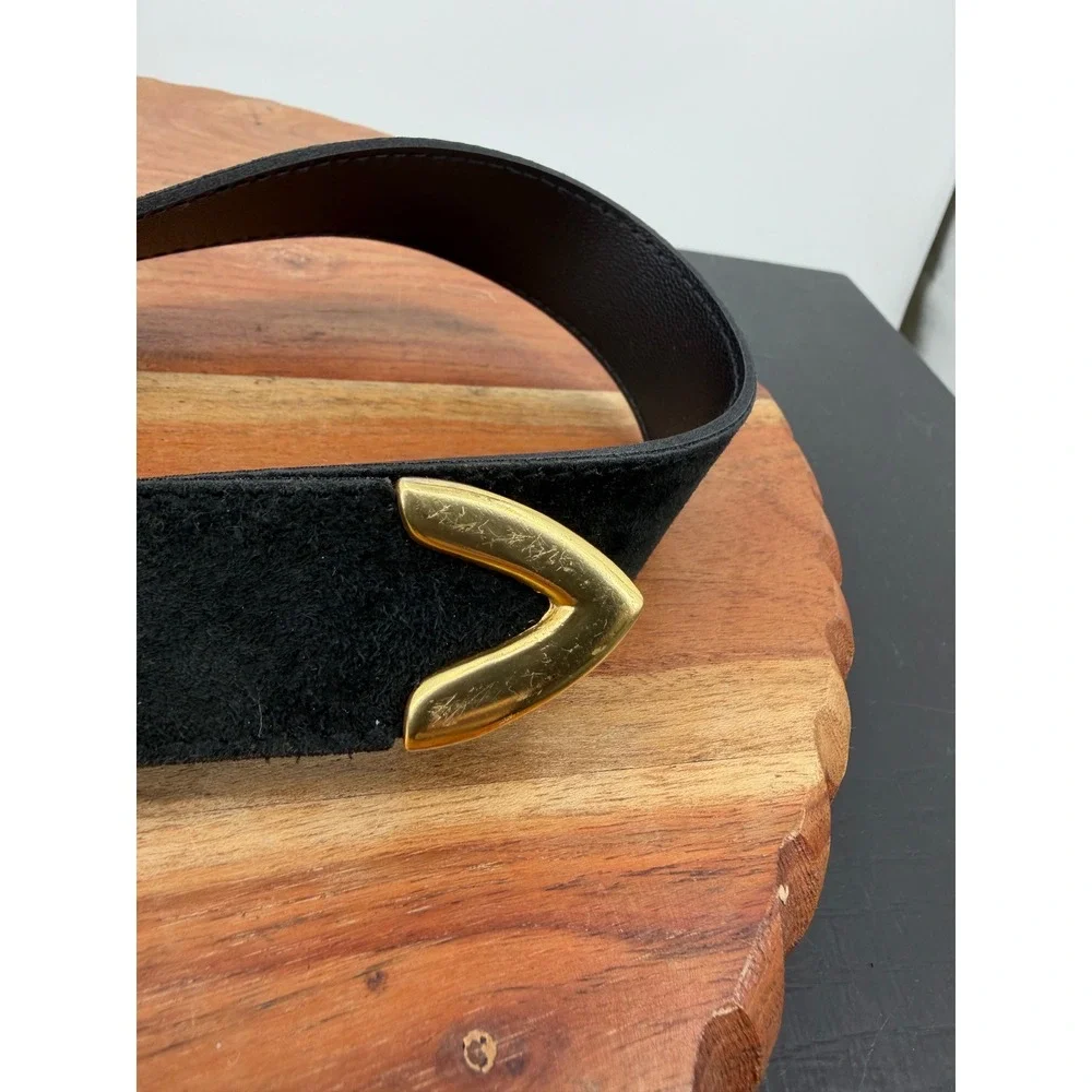 Express Compagnie Internationale Suede Belt Women S Black Gold Western Tip